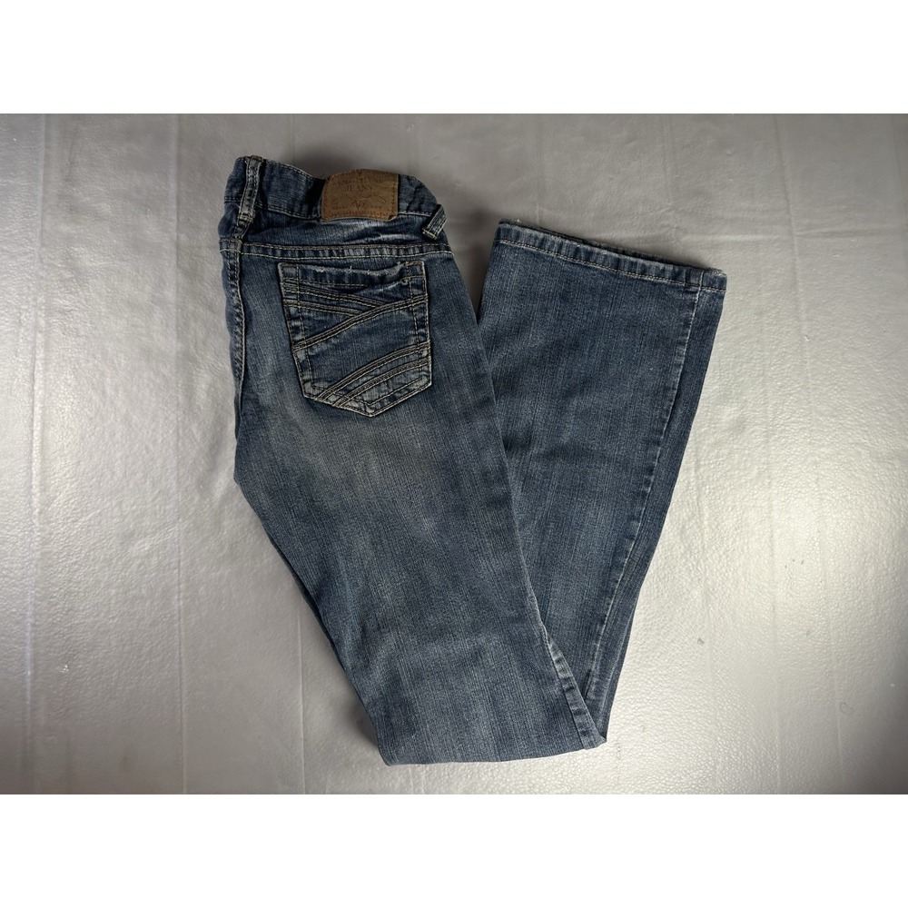Amethyst Jeans Distressed Size 3 Women's Medium Wash Mid Rise Flare Jeans Y2K